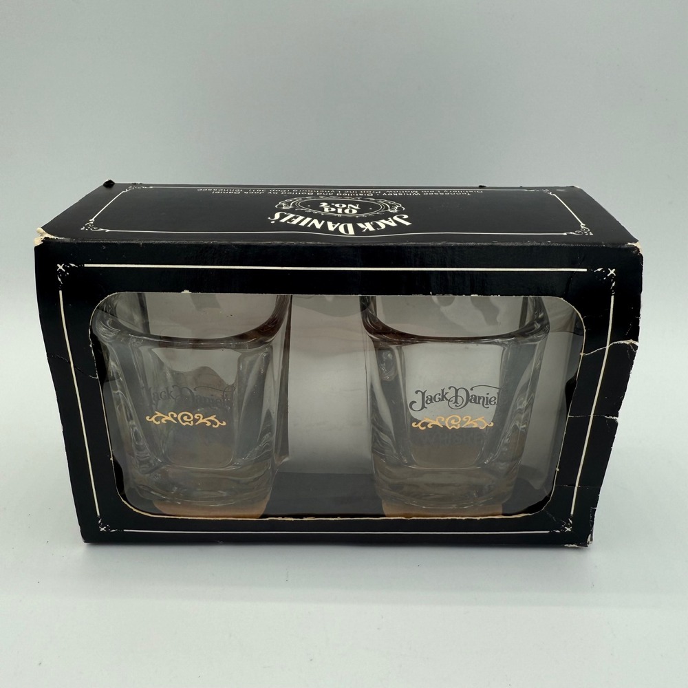 Jack‎ Daniel's Old No7 Square Shot Glasses Set of 2 2¼oz Whiskey Glass NEW